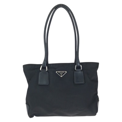 PRADA プラダ テスート 三角ロゴプレート ブラック 黒 シルバー金具 ナイロン レザー/ トートバッグ ショルダーバッグ 601287 【中古】