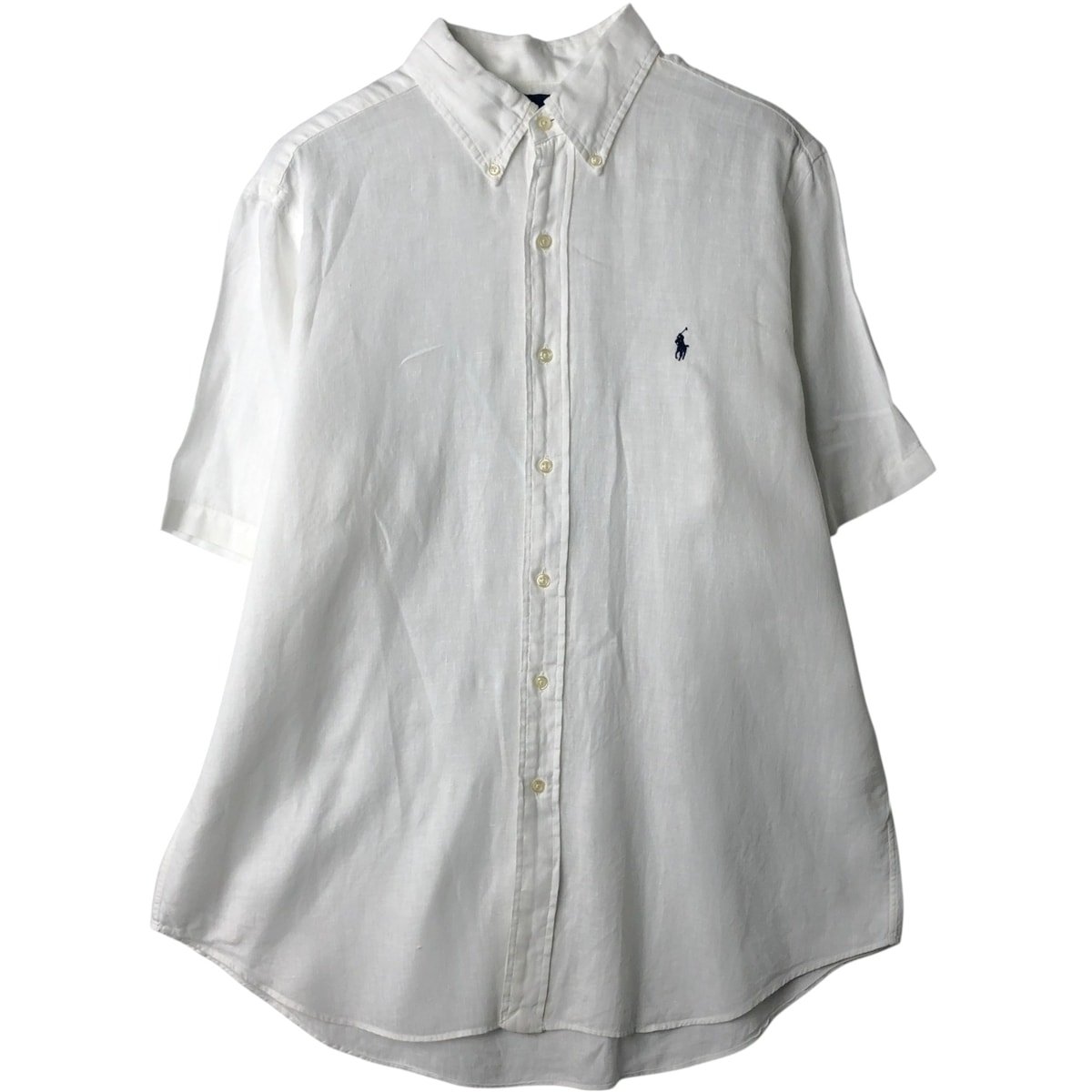 古着 ラルフローレン Ralph Lauren CLASSIC FIT 半袖 リネン ボタンダウンシャツ メンズL相当/eaa641282