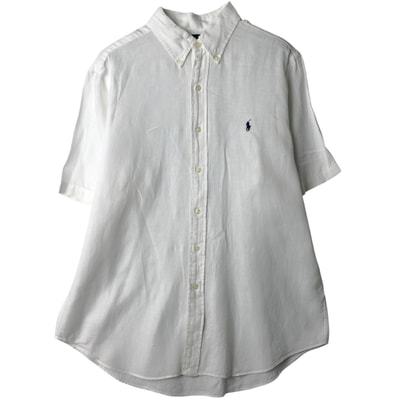 古着 ラルフローレン Ralph Lauren CLASSIC FIT 半袖 リネン ボタンダウンシャツ メンズL相当/eaa641282