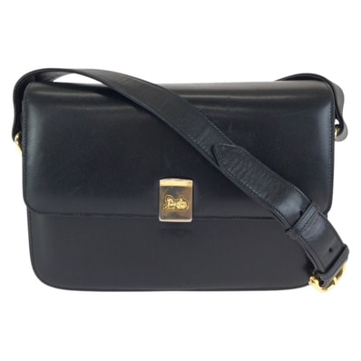 美品 CELINE セリーヌ ヴィンテージ ホースキャリッジ 馬車金具 ブラック 黒 ゴールド金具 レザー ショルダーバッグ ポシェット 602781 【中古】