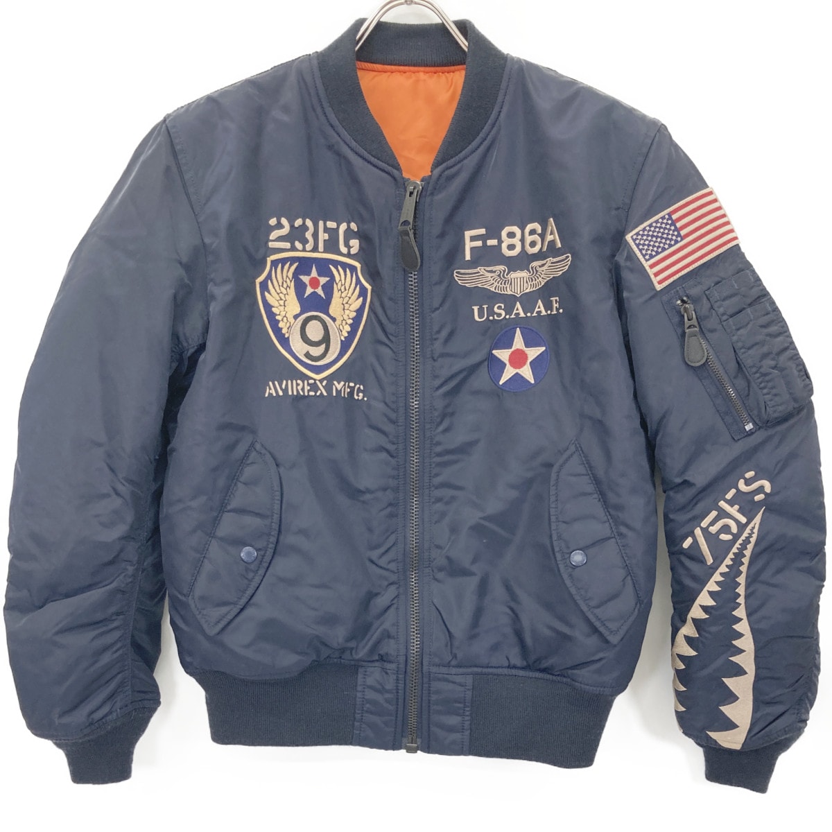 アヴィレックス 6172151 ネイビー フライングシャーク MA-1 フライトジャケット L