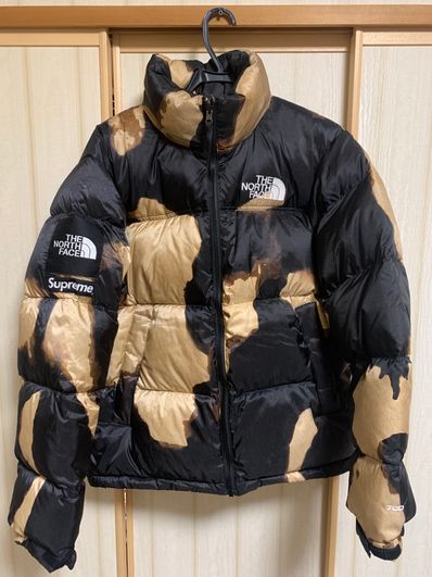 Supreme x The North Face Bleached Denim Print Nuptse Jacket "Black"