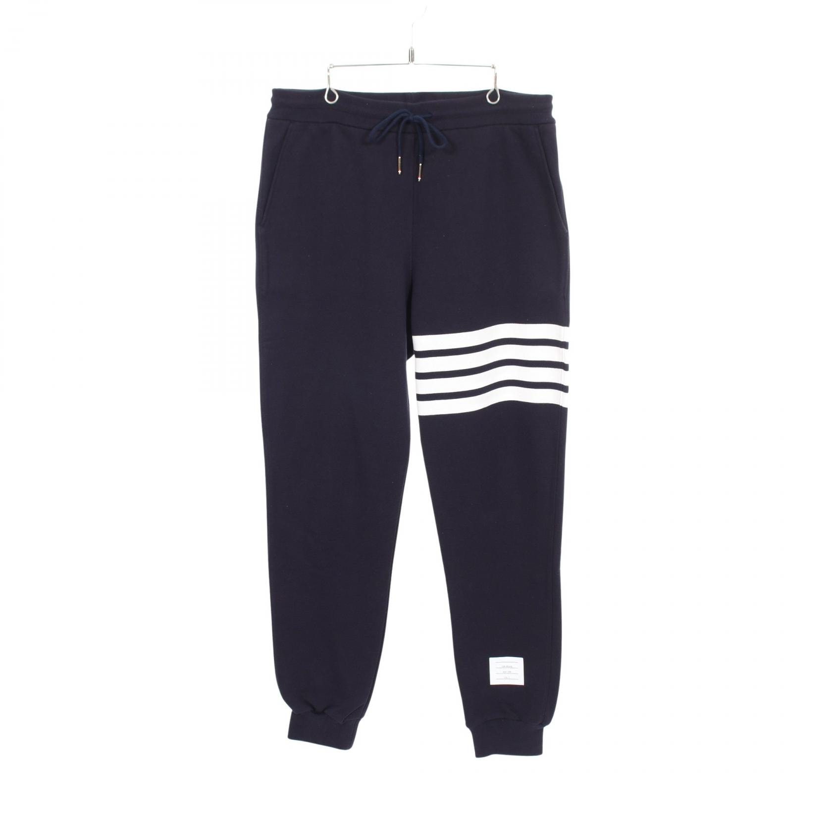 トムブラウン THOM BROWNE クラシック ループバック 4-BAR パンツ 衣料品 ボトムス コットン メンズ ネイビー系 【中古】