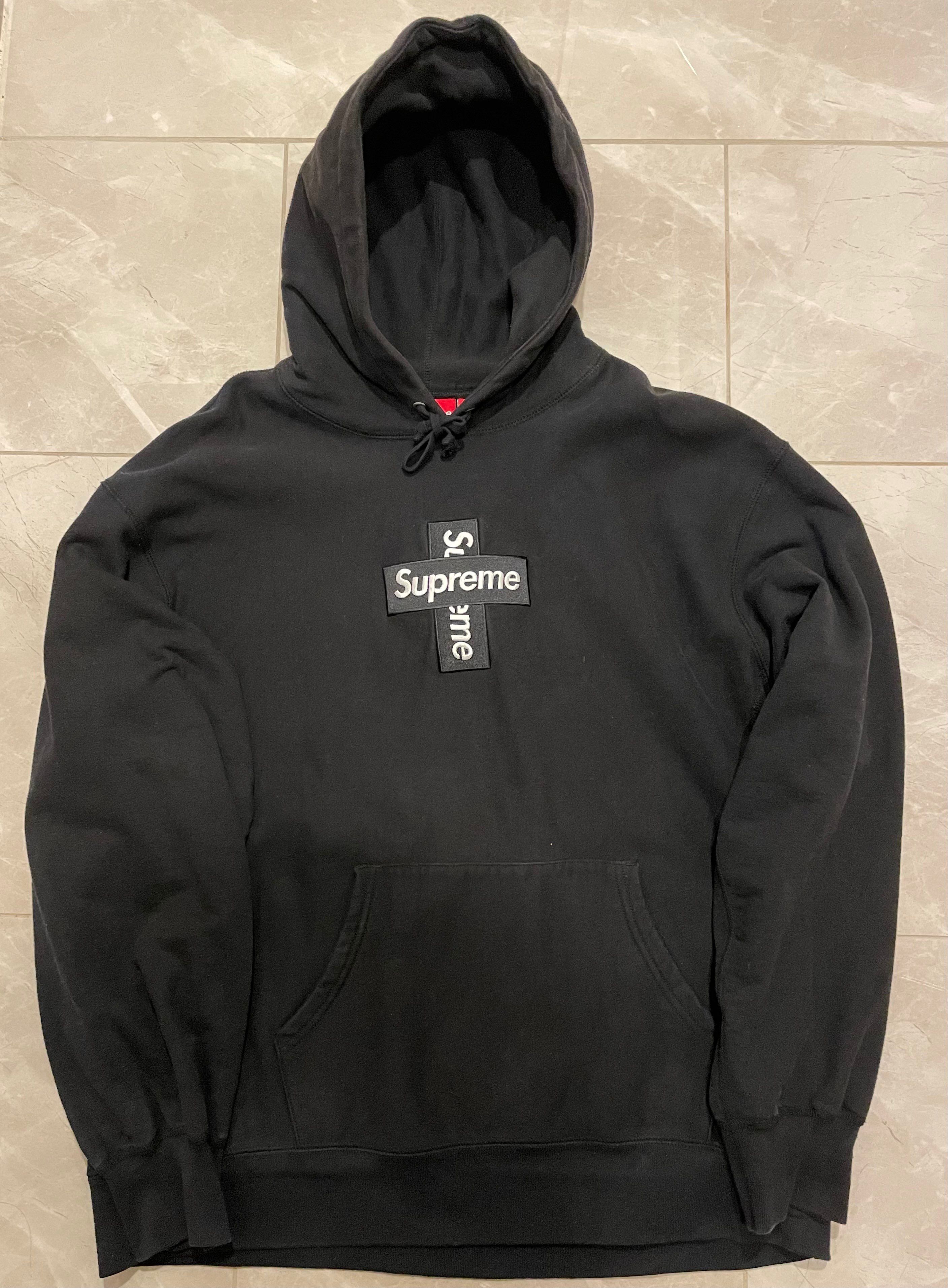 Supreme Cross Box Logo Hooded Sweatshirt "Black"