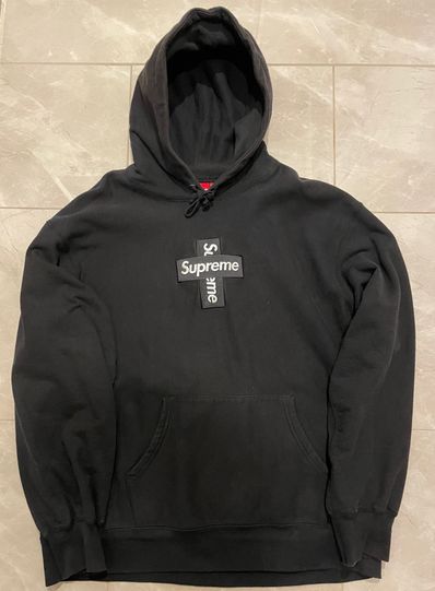 Supreme Cross Box Logo Hooded Sweatshirt "Black"