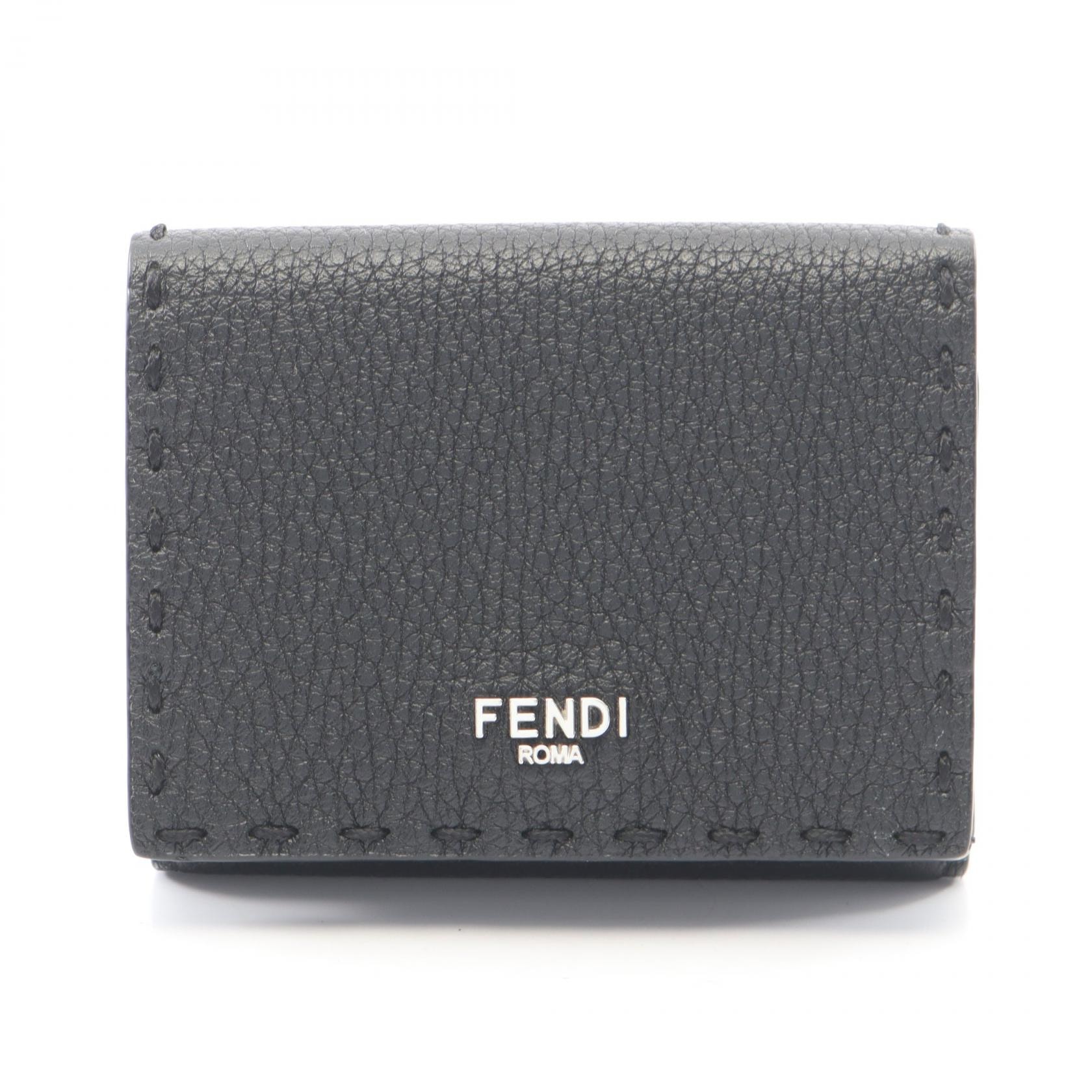 フェンディ FENDI セレリア 三つ折り財布 財布 レザー レディース ブラック系 【中古】