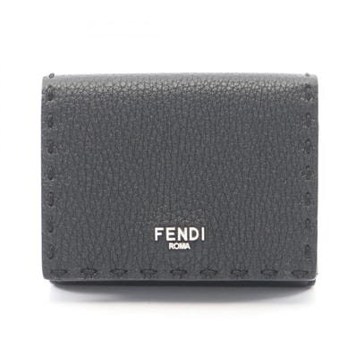 フェンディ FENDI セレリア 三つ折り財布 財布 レザー レディース ブラック系 【中古】