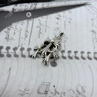 Chrome Hearts Small Triple CH Cross Pendant Top "Silver"