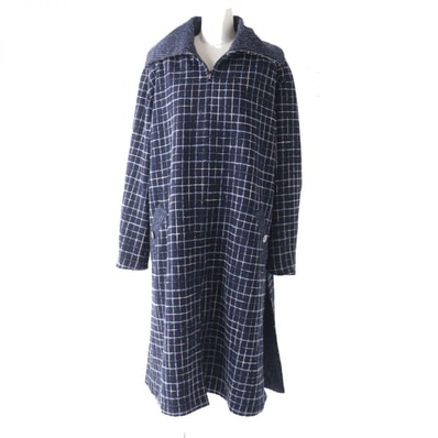 極美品 シャネル コート ネイビー×マルチ レディース 36
