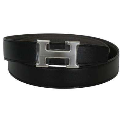 HERMES エルメス ベルト H コンスタンス 32 リバーシブル #95 黒 (ブラック)/エタン ボックスカーフ/トゴ シルバー金具 G刻印 新品