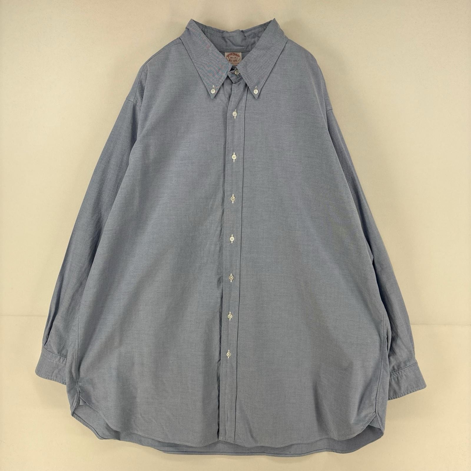 古着 90's/90年代 ブルックスブラザーズ Brooks Brothers USA製 長袖シャツ 1818 大きいサイズ 2XL  水色 無地 メンズ