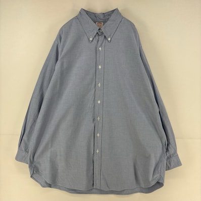 古着 90's/90年代 ブルックスブラザーズ Brooks Brothers USA製 長袖シャツ 1818 大きいサイズ 2XL 水色 無地 メンズ