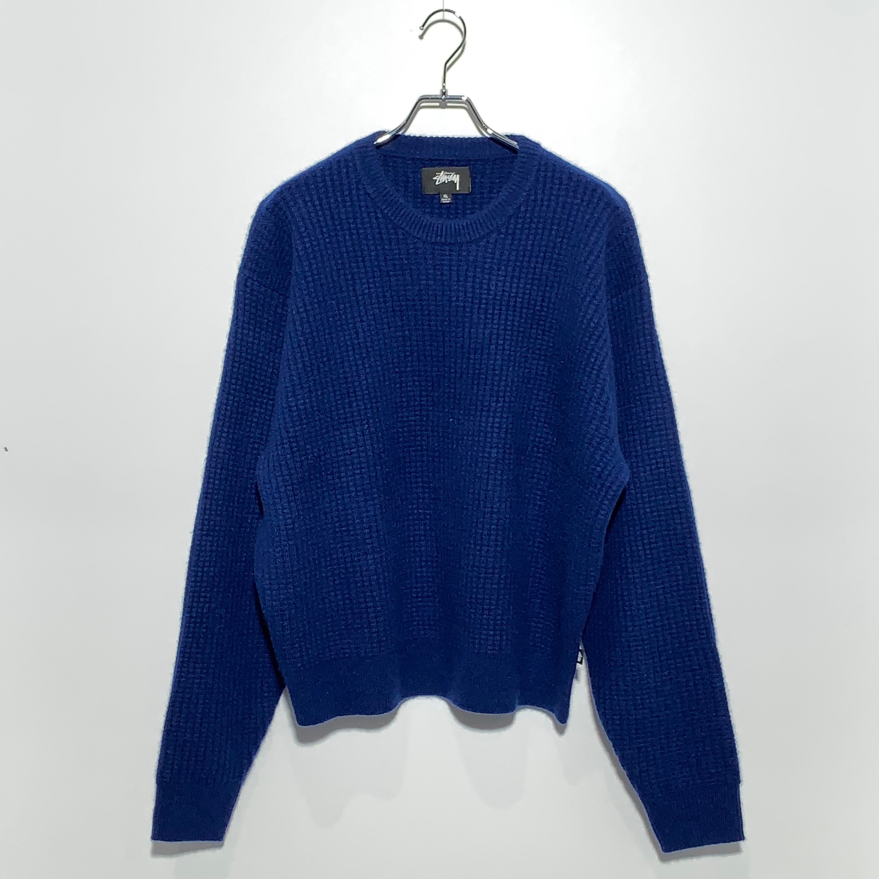 Stussy Waffle Knit Cashmere Crew "Navy"