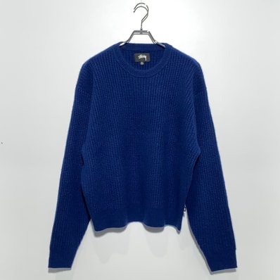 Stussy Waffle Knit Cashmere Crew "Navy"