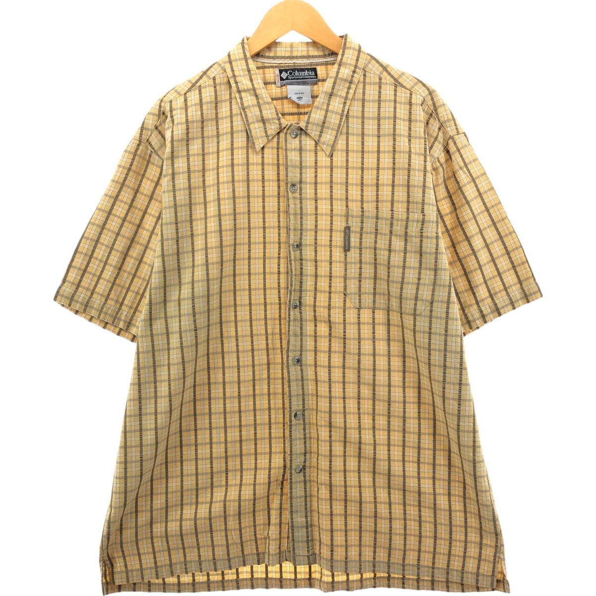古着 コロンビア Columbia SPORTSWEAR COMPANY チェック柄 半袖 コットンシャツ ボックスシャツ メンズXXL相当/eaa560405