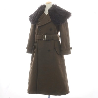 【中古】コムデギャルソン コムデギャルソン COMME des GARCONS COMME des GARCONS 2023年秋冬 ウールナイロン トレンチコート ダークオリーブ【サイズXS】【レディース】