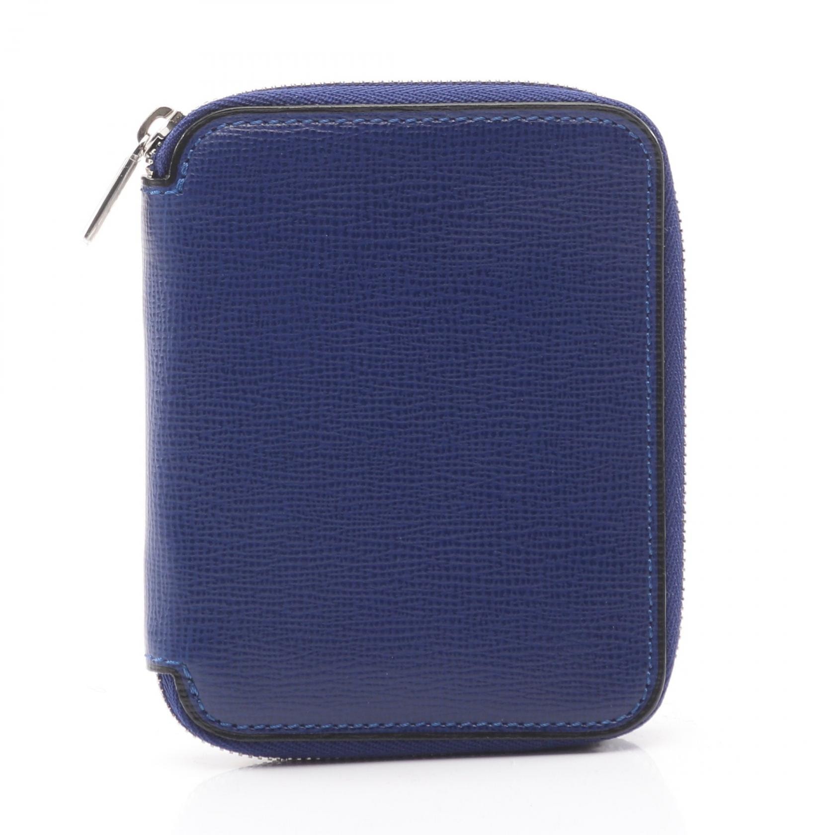 ヴァレクストラ Valextra ジップ アラウンド カードフォルダー カードケース アクセサリー レザー レディース ブルー系 SGZA0010028LRLCC99BR 【中古】