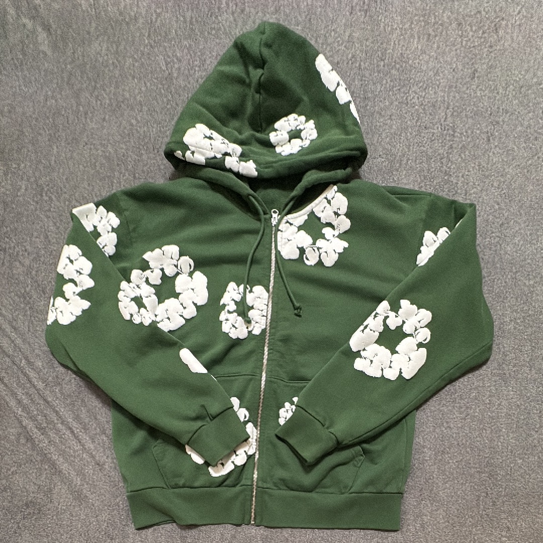 DENIM TEARS Cotton Wreath Zip Hoodie "Green"