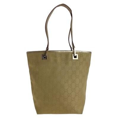 GUCCI グッチ ゴールド GGキャンバス レザー/ トートバッグ ショルダーバッグ 602965 【中古】