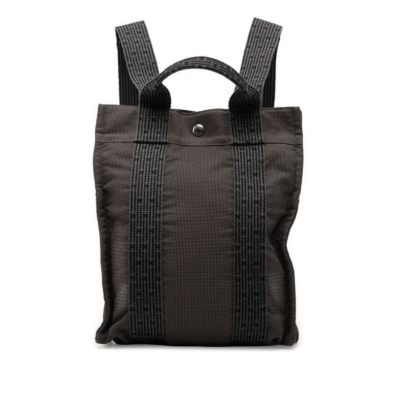 エルメス エールライン アドPM リュック バックパック ブラック グレー キャンバス レディース HERMES 【中古】