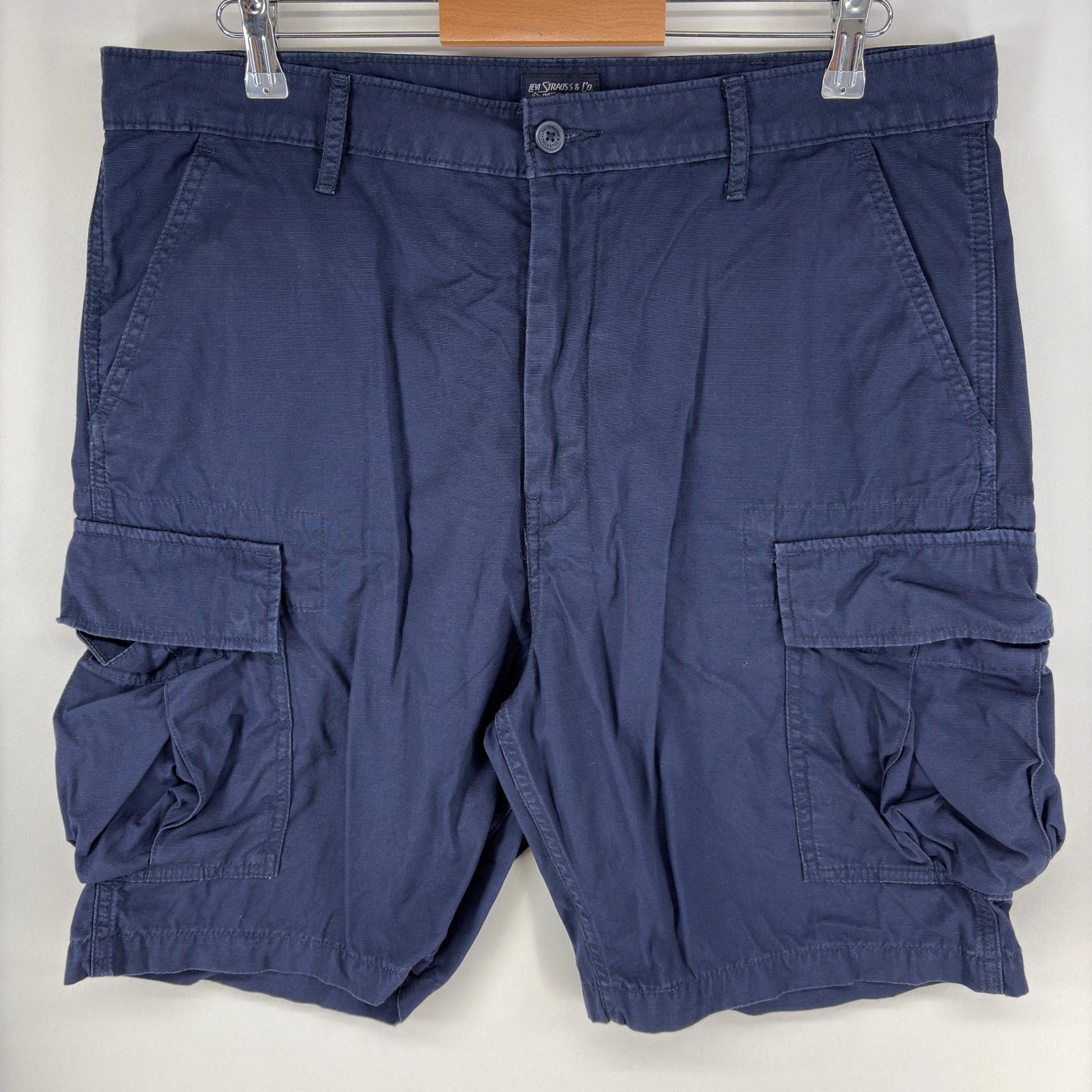 古着 リーバイス Levi's パンツ カーゴ リップストップ ショーツ ハーフパンツ ジッパーフライ w36  ネイビー系 メンズ