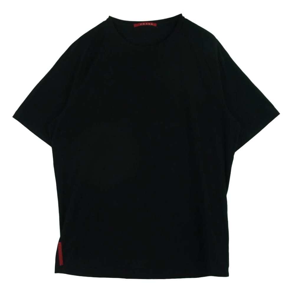 PRADA SPORTS プラダスポーツ バックジップポケット ラバーロゴ 半袖 Tシャツ ポルトガル製 ブラック系 L【中古】