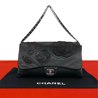CHANEL シャネル カメリア ココマーク 金具 ラムスキン ショルダーバッグ ブラック
41985