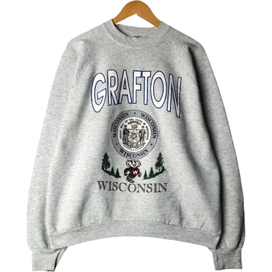 古着 90年代 フルーツオブザルーム FRUIT OF THE LOOM WISCONSIN ウィスコンシン大学 カレッジ キャラクタースウェットシャツ トレーナー USA製 メンズL相当 ヴィンテージ/eaa593031