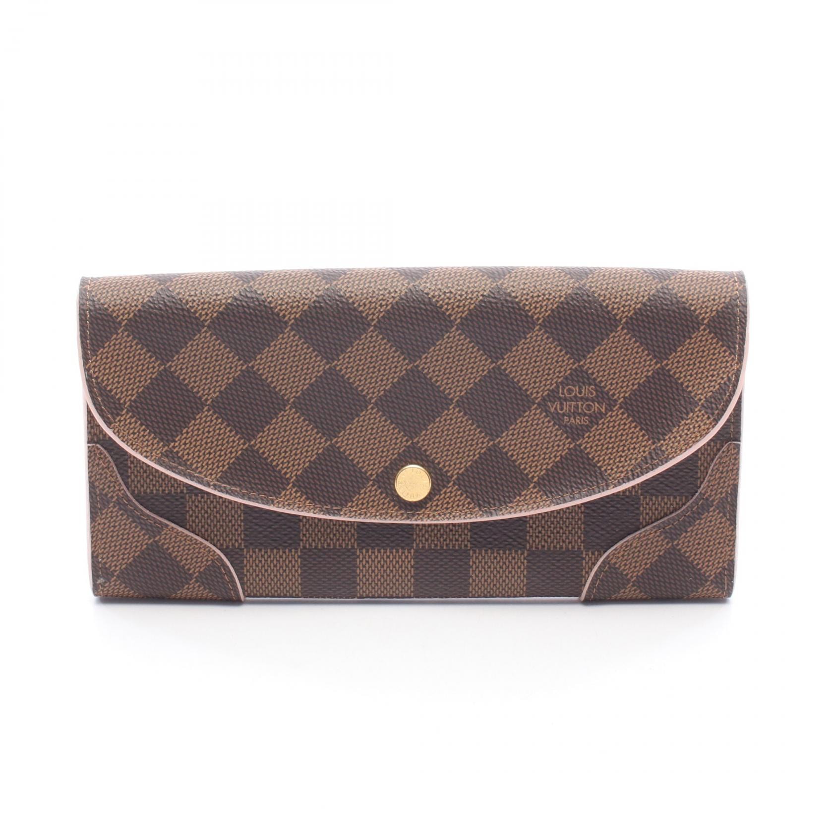ルイ・ヴィトン LOUIS VUITTON ポルトフォイユ カイサ ダミエエベヌ ローズバレリーヌ 二つ折り長財布 財布 PVCコーティングキャンバス ダミエ ローズバレリーヌ レディース ブラウン系 N61227 【中古】