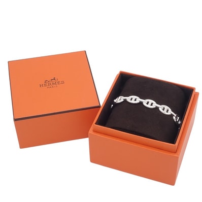 Hermes Chaine D'ancre Enchainee Bracelet Bangle "Silver"