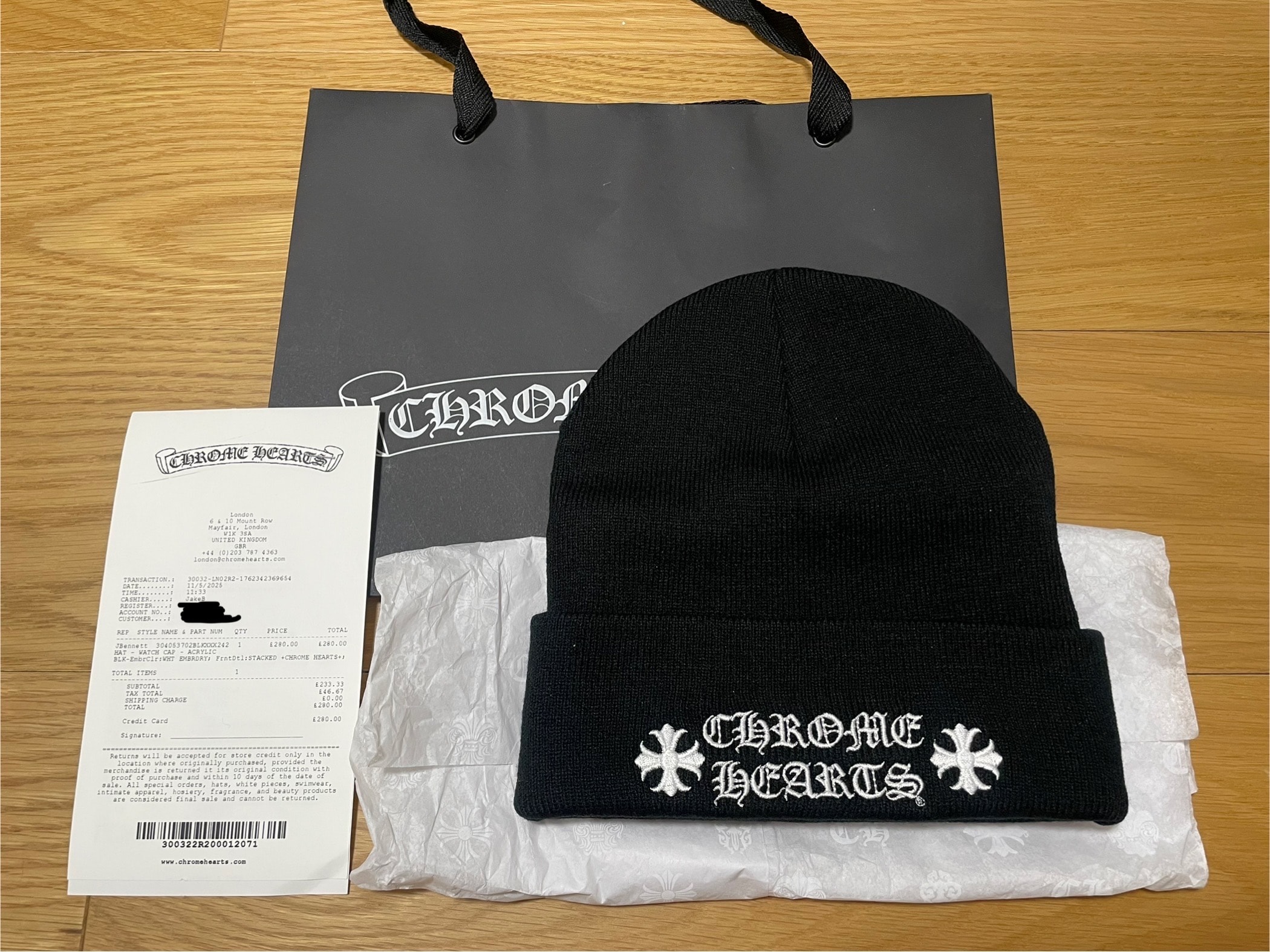 クロムハーツ ワッチキャップ CHプラス "ブラック"