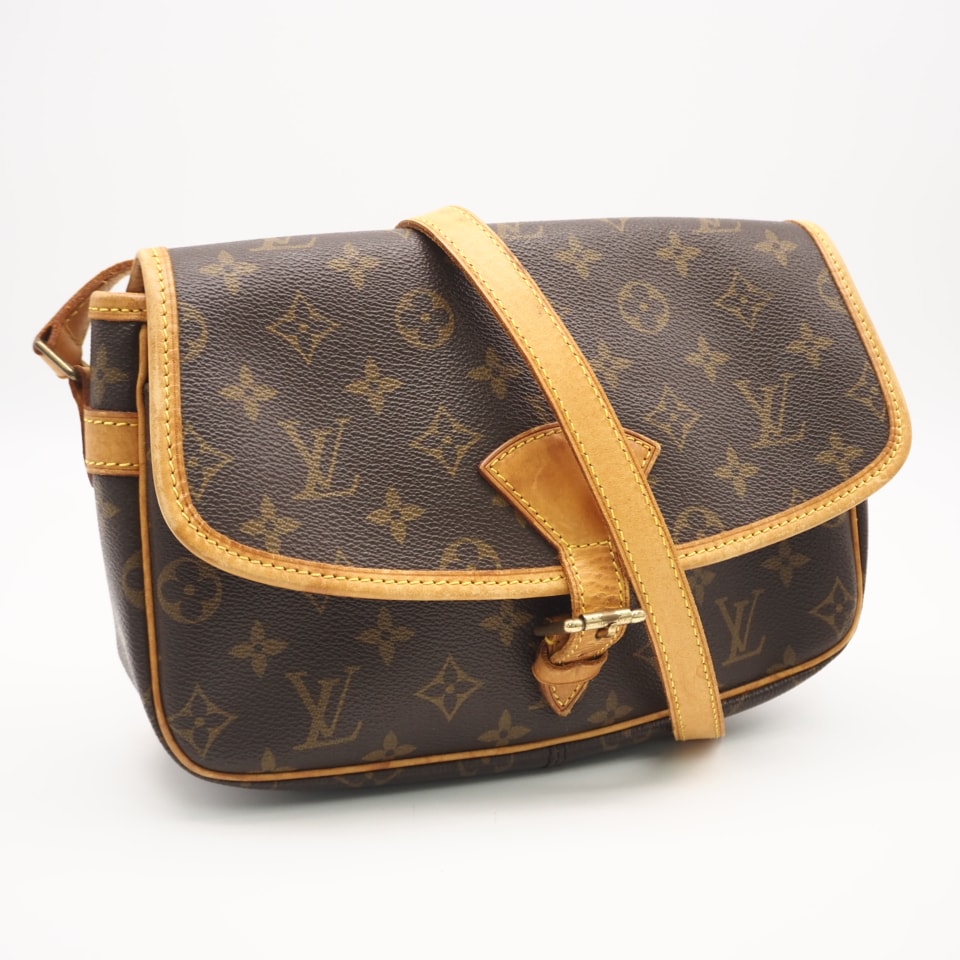 LOUIS VUITTON ルイ・ヴィトン モノグラム キャンバス ソローニュ M42250 ショルダーバッグ ブラウン ベージュ コーティングキャンバス レザー レディース