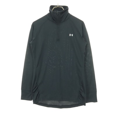 美品 UNDER ARMOUR アンダーアーマー ワンポイントロゴ 長袖 ハイネック ハーフジップ トレーニングウェア MD ブラック