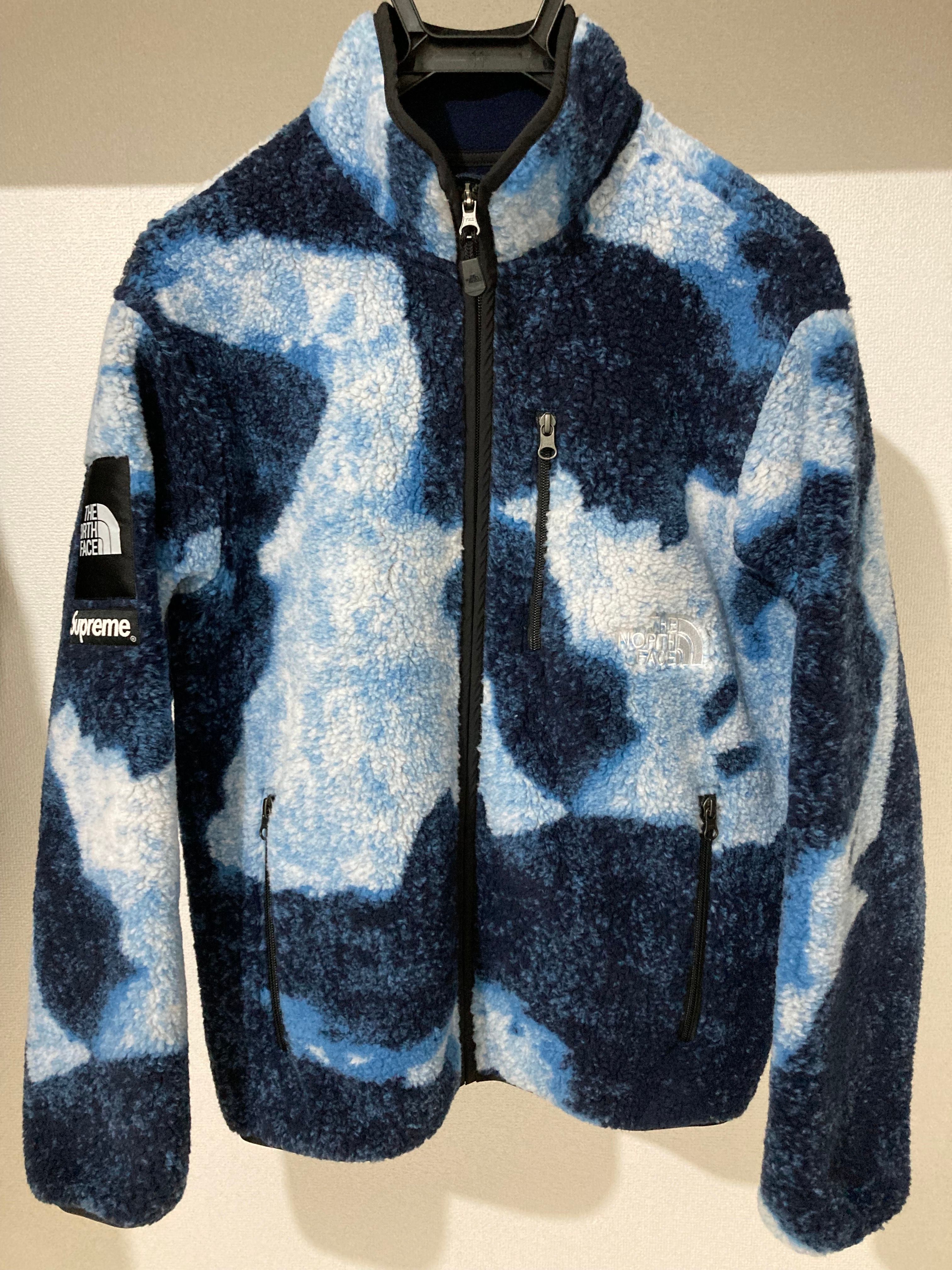 Supreme x The North Face Bleached Denim Print Fleece Jacket "Indigo"