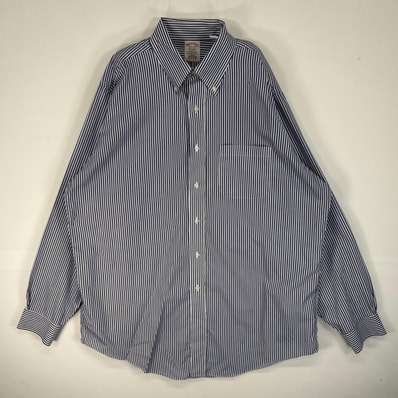 古着 ブルックスブラザーズ Brooks Brothers 長袖シャツ 胸ポケ TRADITIONAL ボタンダウン L ネイビー系 ストライプ メンズ