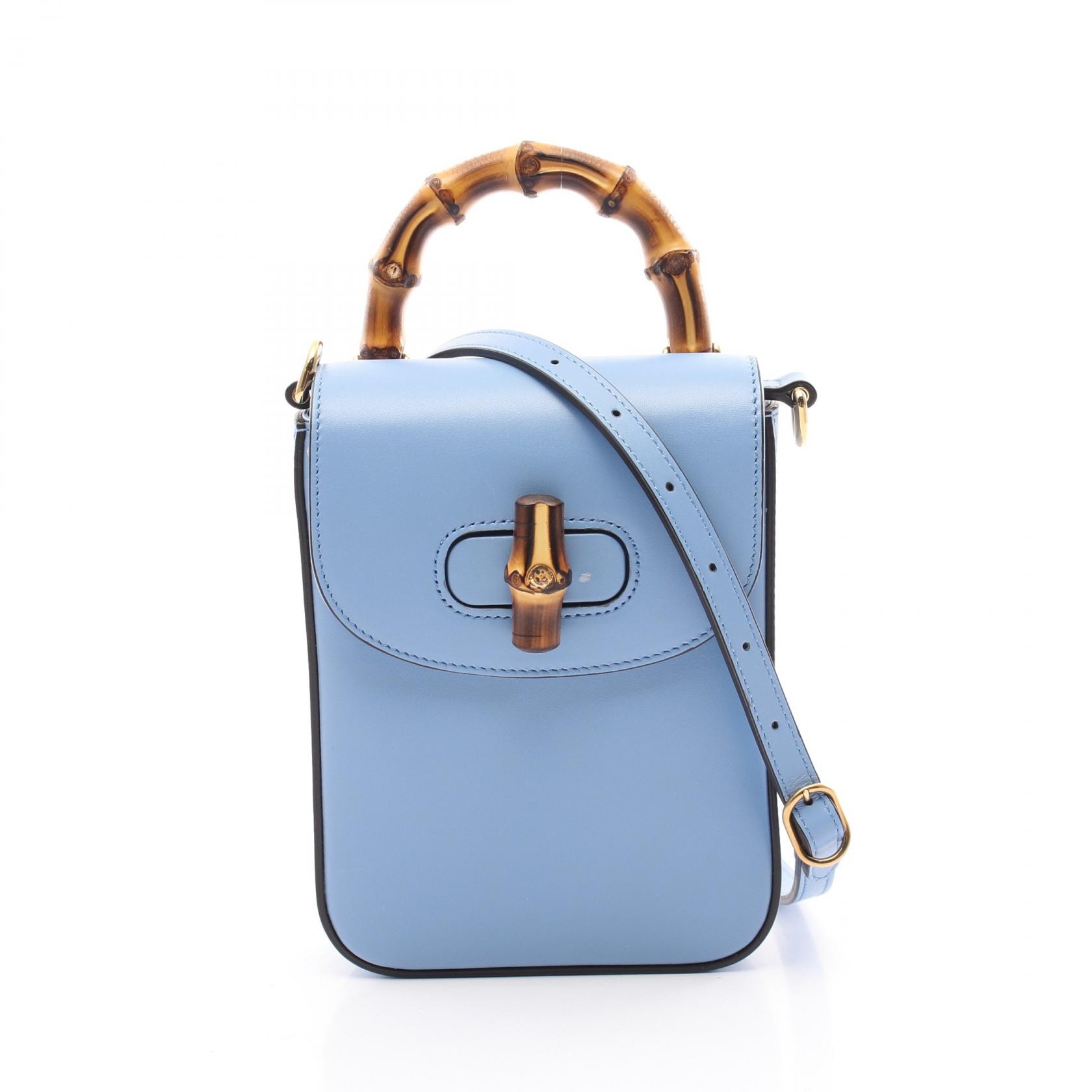 グッチ GUCCI バンブー ハンドバッグ バッグ レザー レディース ブルー系 702106 【中古】