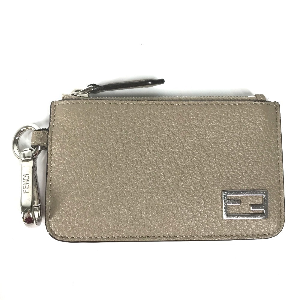 フェンディ FENDI ロゴ 7M0343 バイカラー カードケース 小銭入れ 財布 フラグメントケース ウォレット コインケース レザー ベージュ