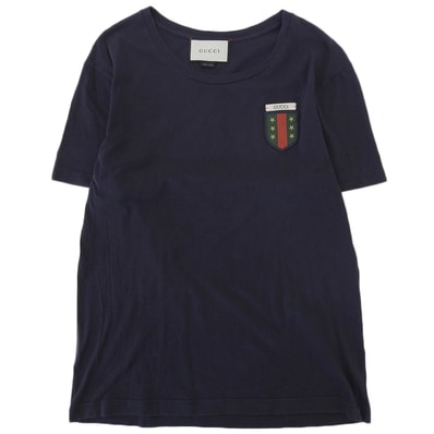 グッチ コットン エンブレム Tシャツ トップス メンズ ネイビー S 415708 S