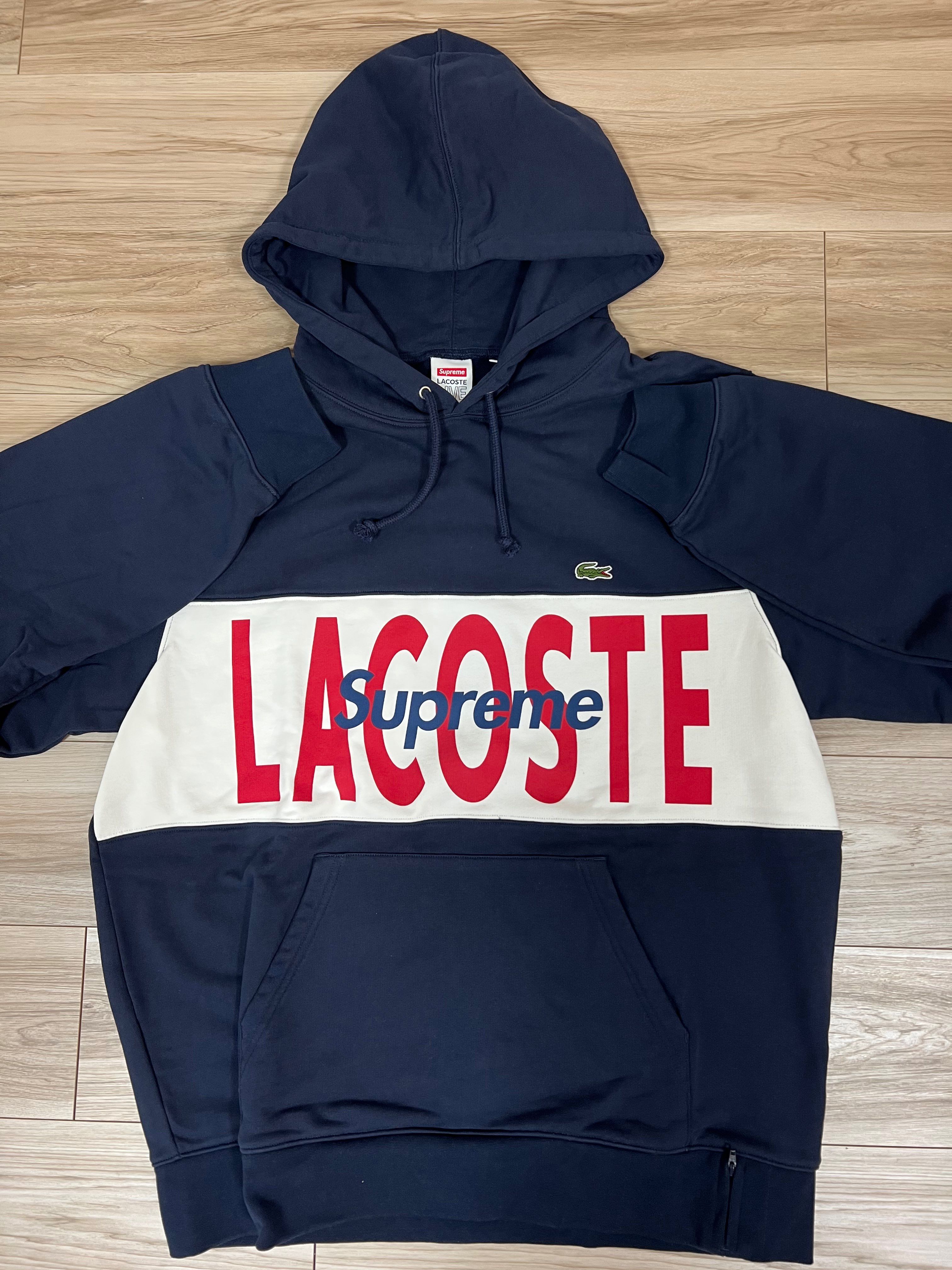 Supreme / Lacoste Logo Panel Hooded Sweatshirt "Navy"