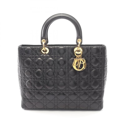 ディオール Dior レディディオール ラージ カナージュ ハンドバッグ バッグ レザー レディース ブラック系 【中古】