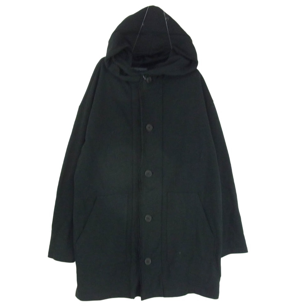 Yohji Yamamoto ヨウジヤマモト コート 25SS HP-T57-075 Regulation Hooded Coat  レギュレーション フーデッドコート スウェット ジップアップ パーカー ブラック系 2【中古】