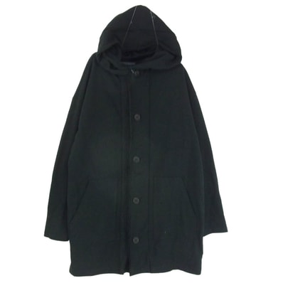 Yohji Yamamoto ヨウジヤマモト コート 25SS HP-T57-075 Regulation Hooded Coat レギュレーション フーデッドコート スウェット ジップアップ パーカー ブラック系 2【中古】