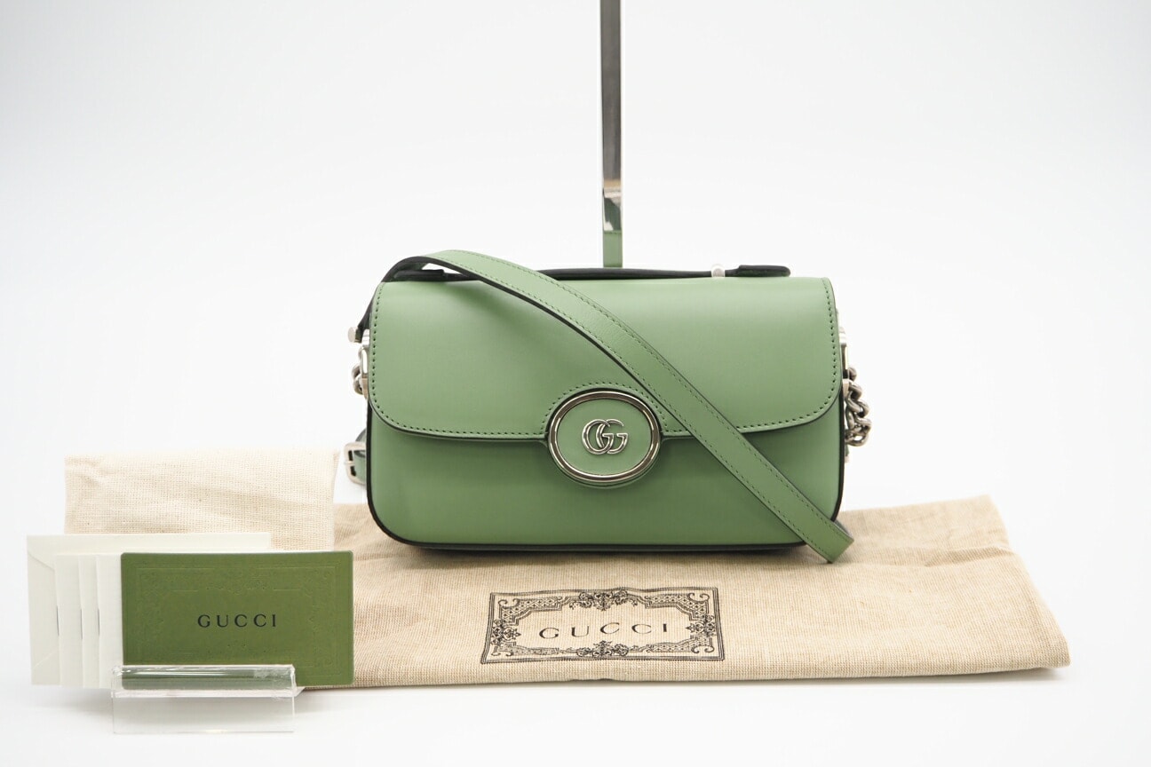 極美品 GUCCI グッチ ダブルG 2WAY ショルダーバッグ 739722 2wayショルダーバッグ グリーン レザー レディース