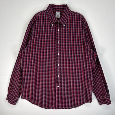 古着 ブルックスブラザーズ Brooks Brothers 長袖シャツ チェック 1818 REGENT L レッド系 マルチカラー メンズ