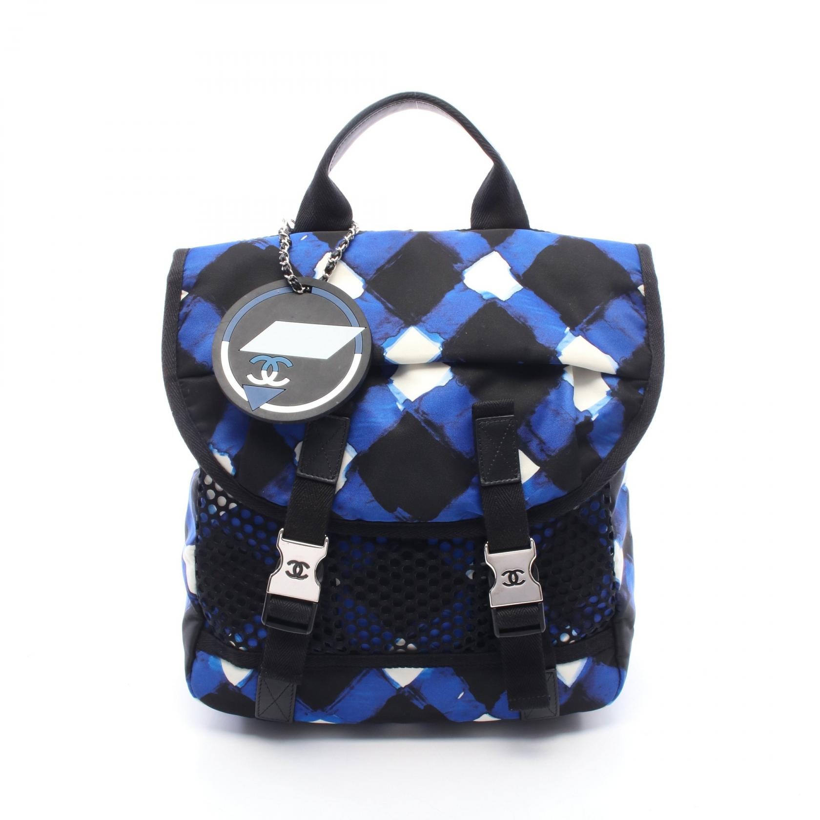 シャネル CHANEL エアライン リュックサック バックパック バッグ ナイロン レザー レディース ブルー系 / ブラック系 / ホワイト系 【中古】