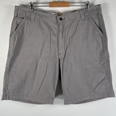 古着 カーハート Carhartt ショートパンツ 大きいサイズ ワークショーツ ワンポイント FORCE サイドポケット w40 グレー系 メンズ