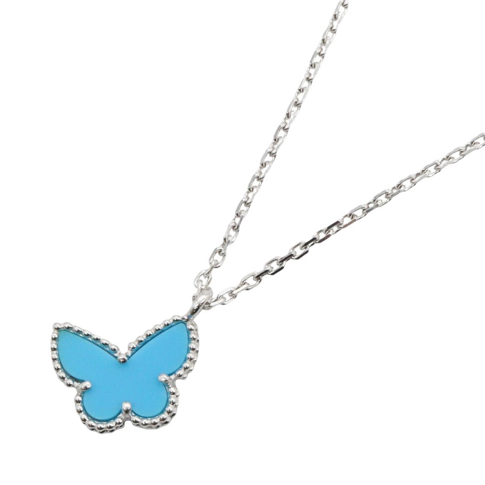 ヴァンクリーフ&アーペル Van Cleef & Arpels スウィートアルハンブラ パピヨン ターコイズネックレス ネックレス ジュエリー K18WG(ホワイトゴールド) ターコイズ レディース シルバー系 / ブルー系 【中古】