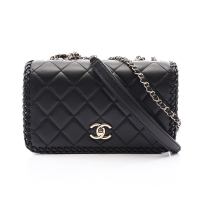 シャネル CHANEL マトラッセ フルフラップ ショルダーバッグ バッグ ラムスキン(羊革) レディース ブラック系 【中古】