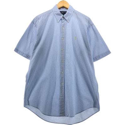 古着 ラルフローレン Ralph Lauren BLAKE シアサッカー 半袖 コットン ストライプシャツ メンズM相当/eaa555145