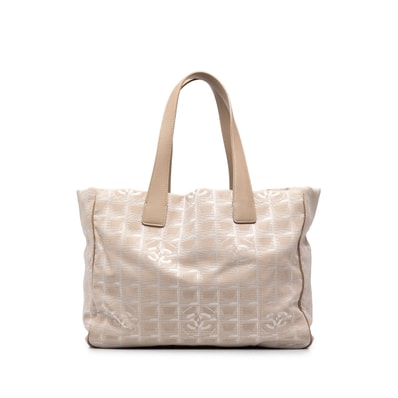 シャネル ココマーク ニュートラベルラインMM トートバッグ ベージュ ナイロン レザー レディース CHANEL 中古